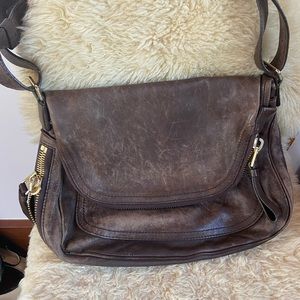 TOM FORD Jennifer Bag Brown Leather with gold zippers